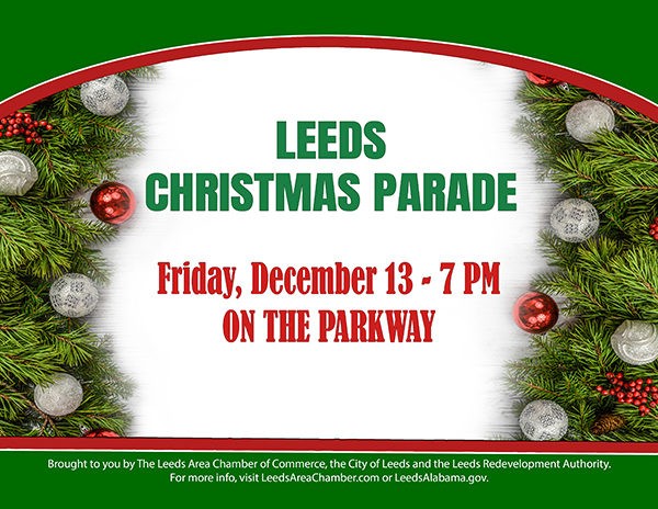 Bring your entire family to historic downtown Leeds for the annual Christmas Parade on Friday, December 13th. Experience the magic of Christmas and holiday festivities with the Leeds community as we celebrate Christmas on the Parkway at 7 p.m. on Friday, December 13th. There is no charge to ride in the parade, but registration is required. For more information and to download parade application, please visit https://leedsareachamber.com/leeds-christmas-parade-2019/ #leedsalabama #christmasparade #celebratechristmas #santa