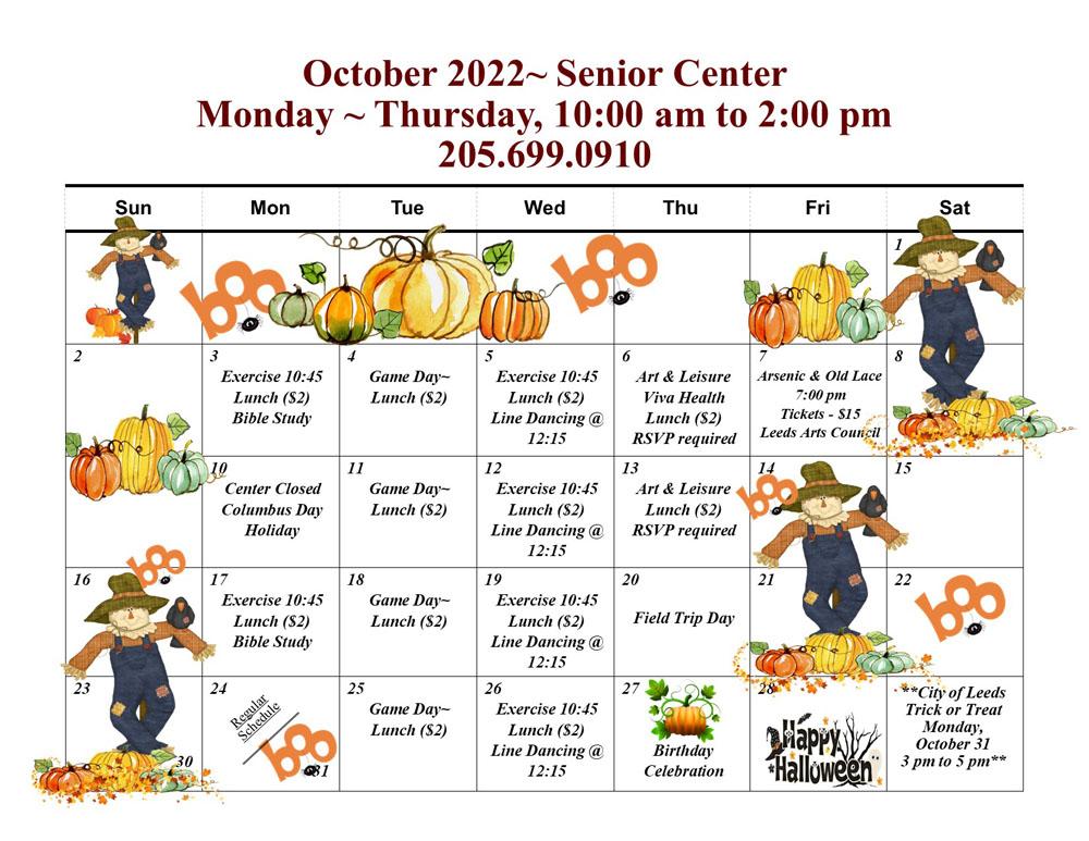 Senior Calendar October '22